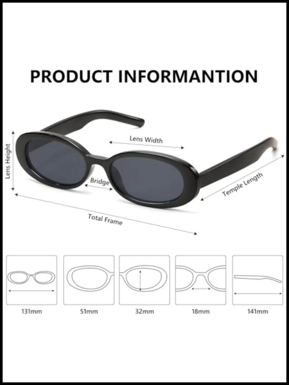 Vintage Retro Oval Small Sunglasses Non-Polarized UV Protection
